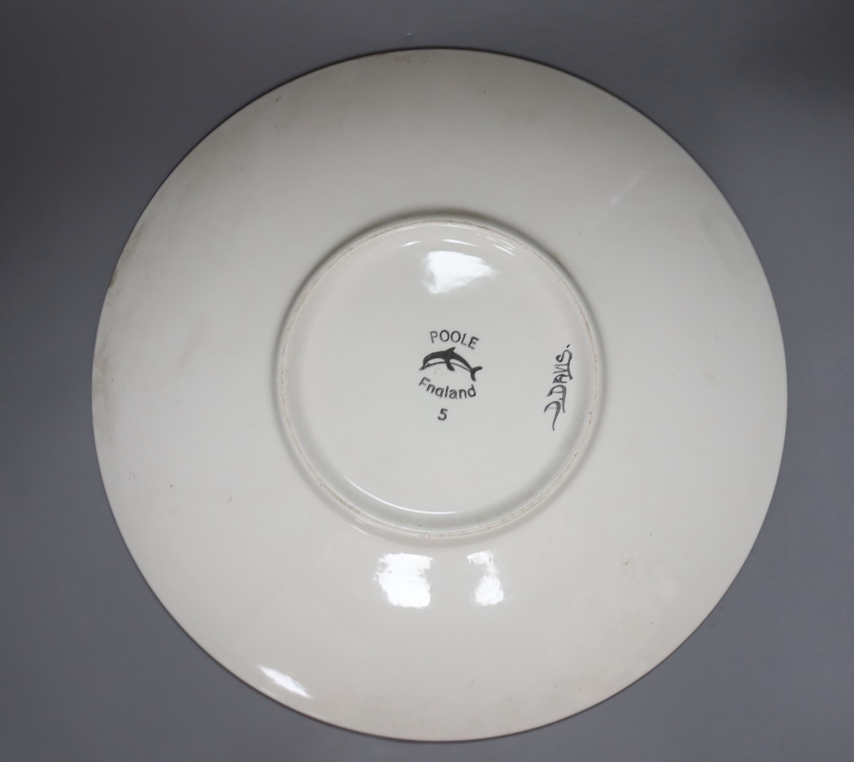 D. Davis. A Poole galleon dish, diameter 34cm